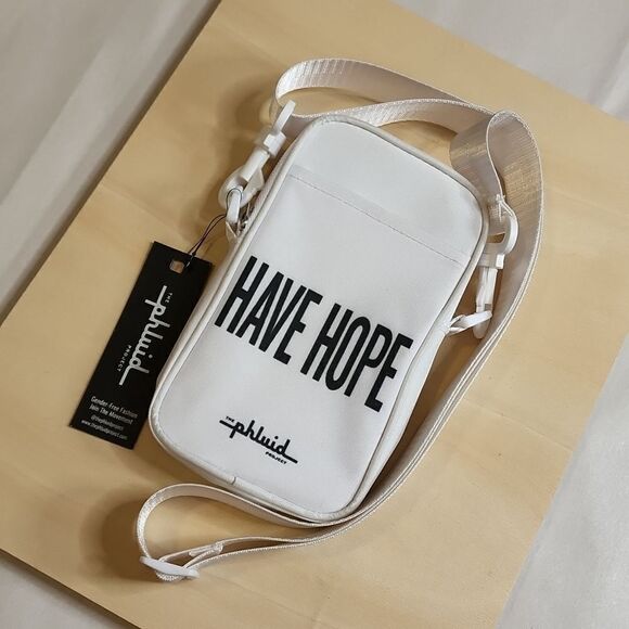 The Phluid Project Handbags - White Crossbody Bag Purse Canvas Zipper Crossbody Adjustable Equality LBGTQ New